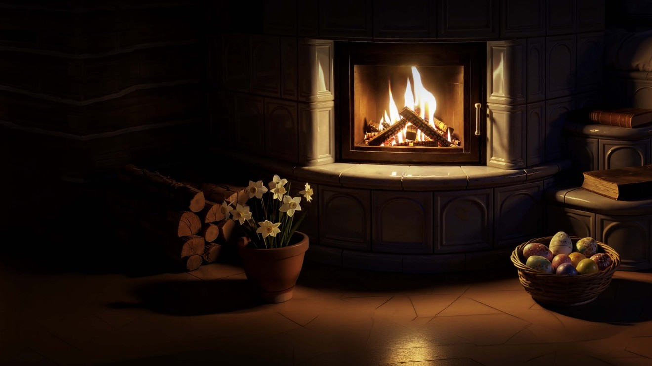 Tradiční chalupa krb