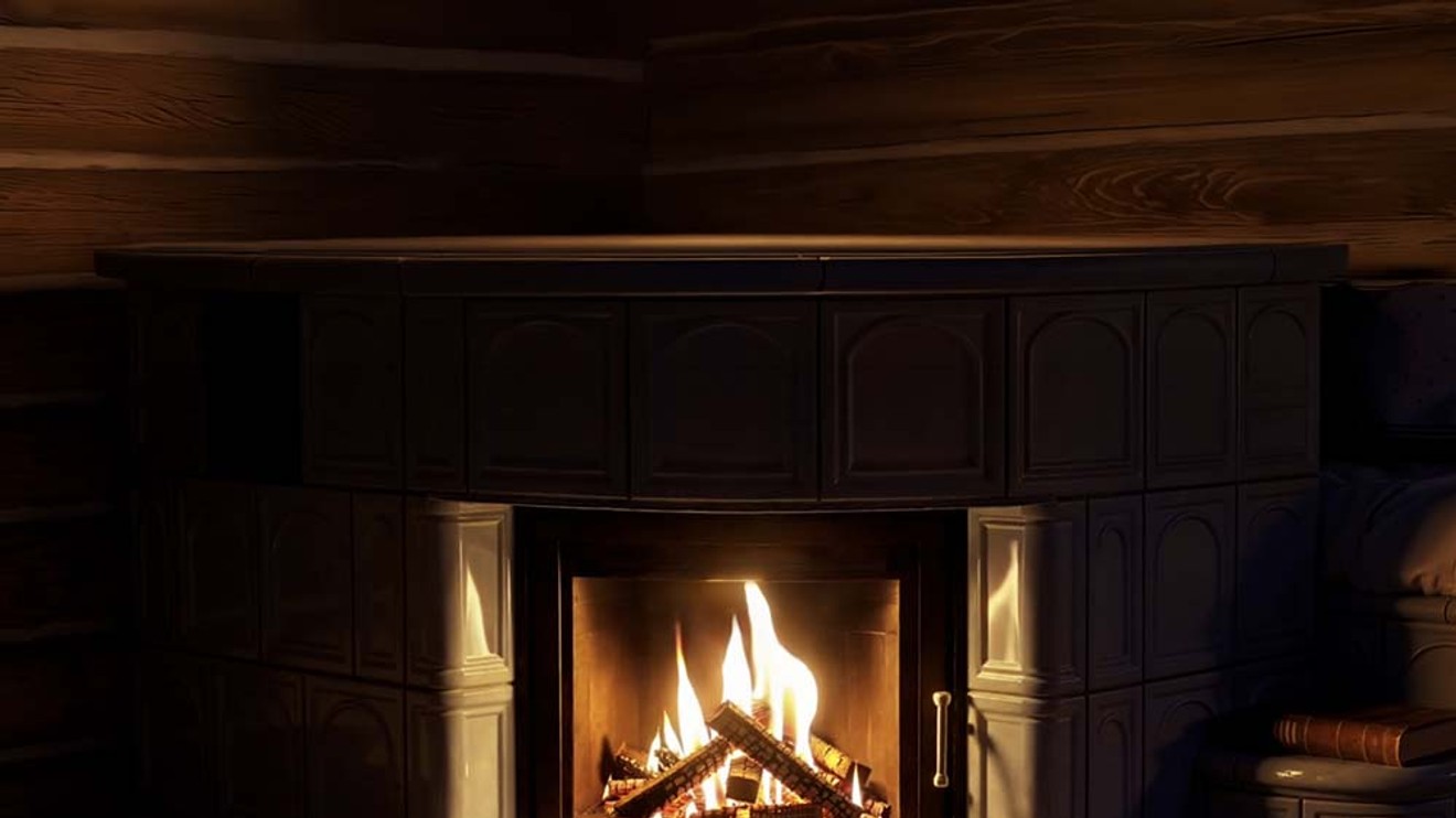 Tradiční chalupa krb