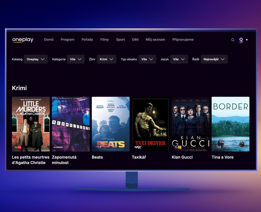 Pokročilé filtrování Oneplay